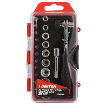 Ratchet Wrench, Socket and Bit Set 22pc