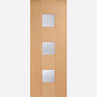 Pre-finished Oak Catalonia Clear Glazed Internal Door Wooden...