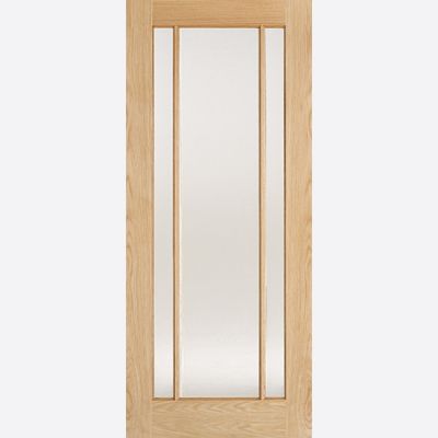 Unfinished Oak Lincoln Glazed 3L Frosted Glass Internal Door...