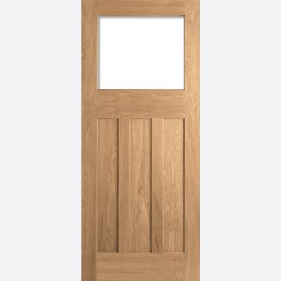 Unfinished Oak DX 30's Style Unglazed Internal Door Wooden T...