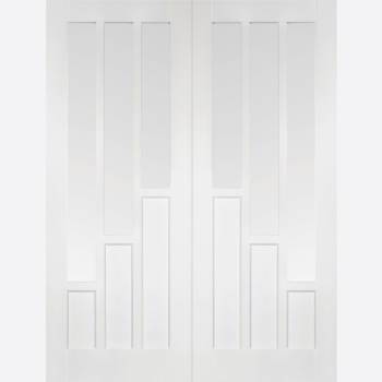 White Primed Coventry Glazed French Door Pair 