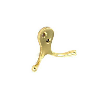 Brass Door Hook Double Peg Coat Hat Metal Polished Small...
