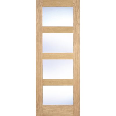 Oak Shaker 4 Light Clear Glazed Internal Door Wooden Timber...