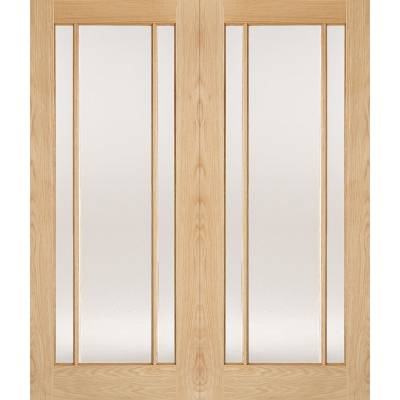 Oak Lincoln Glazed Internal French Door Pair Wooden Timber...