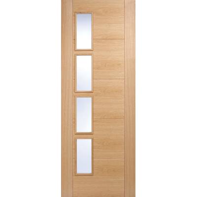 Pre-finished Oak Vancouver Offset Glazed Internal Door Woode...