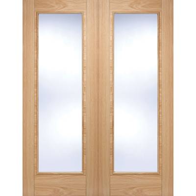 Pre-finished Oak Vancouver Pattern 10 Internal French Door P...