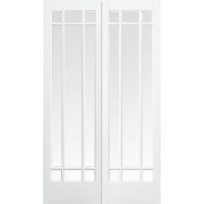 White Primed Manhattan Glazed Internal French Door Pair Wood...