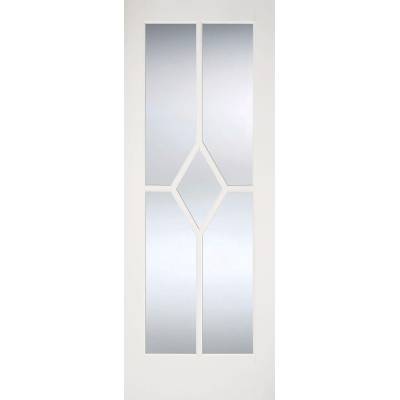 White Primed Reims Glazed Internal Door Wooden Timber...